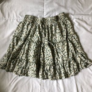 Green floral print skirt